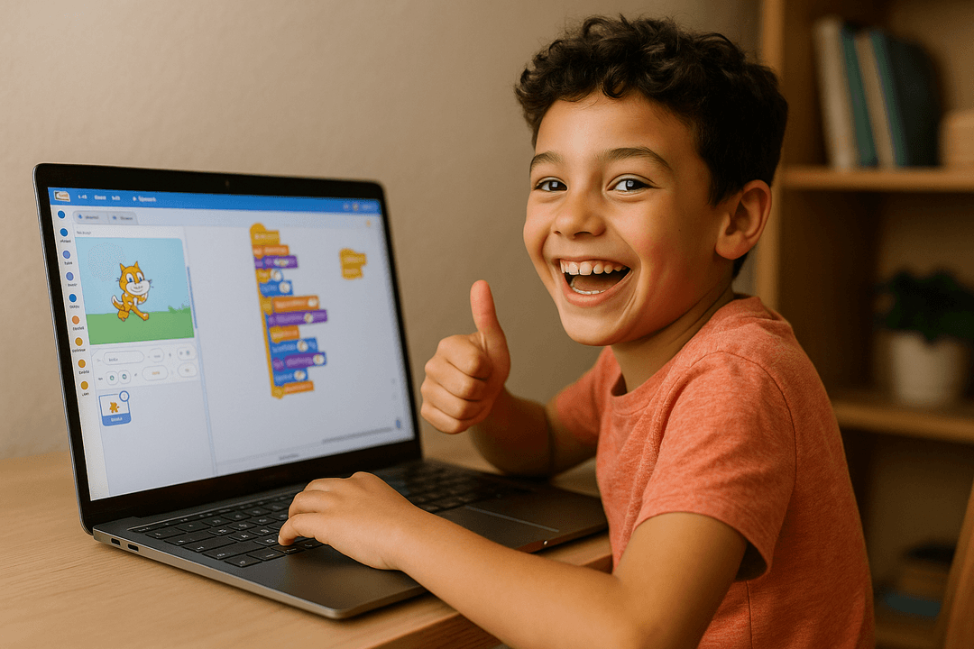 Criança criando jogos